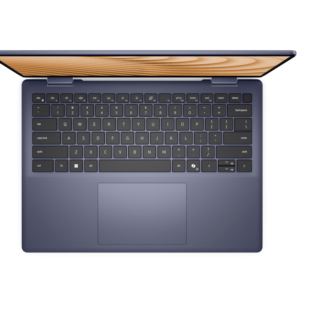 Dell Plus 14 2-in-1 Midnight Blue top cover open keyboard view open box Canada