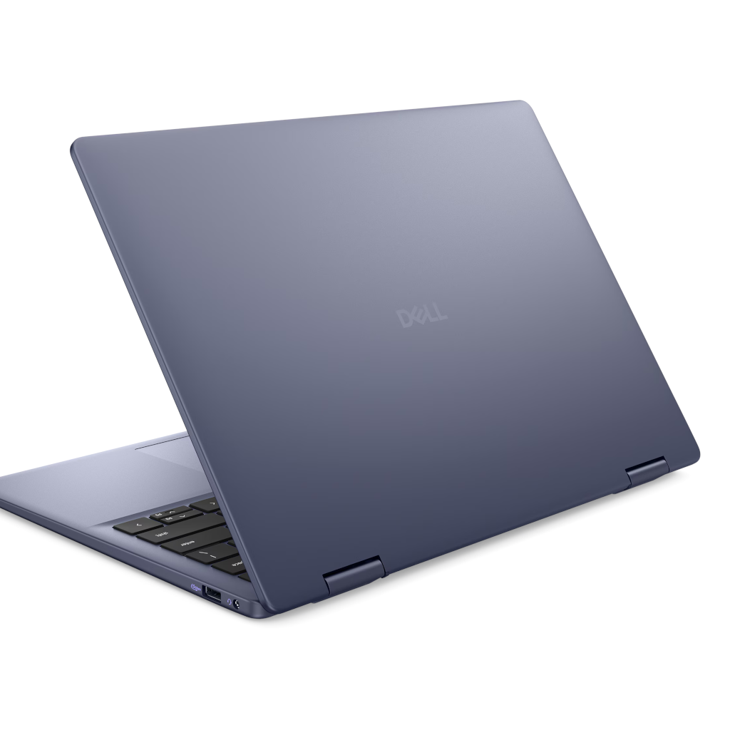 Dell Plus 14 2-in-1 Midnight Blue laptop open from back