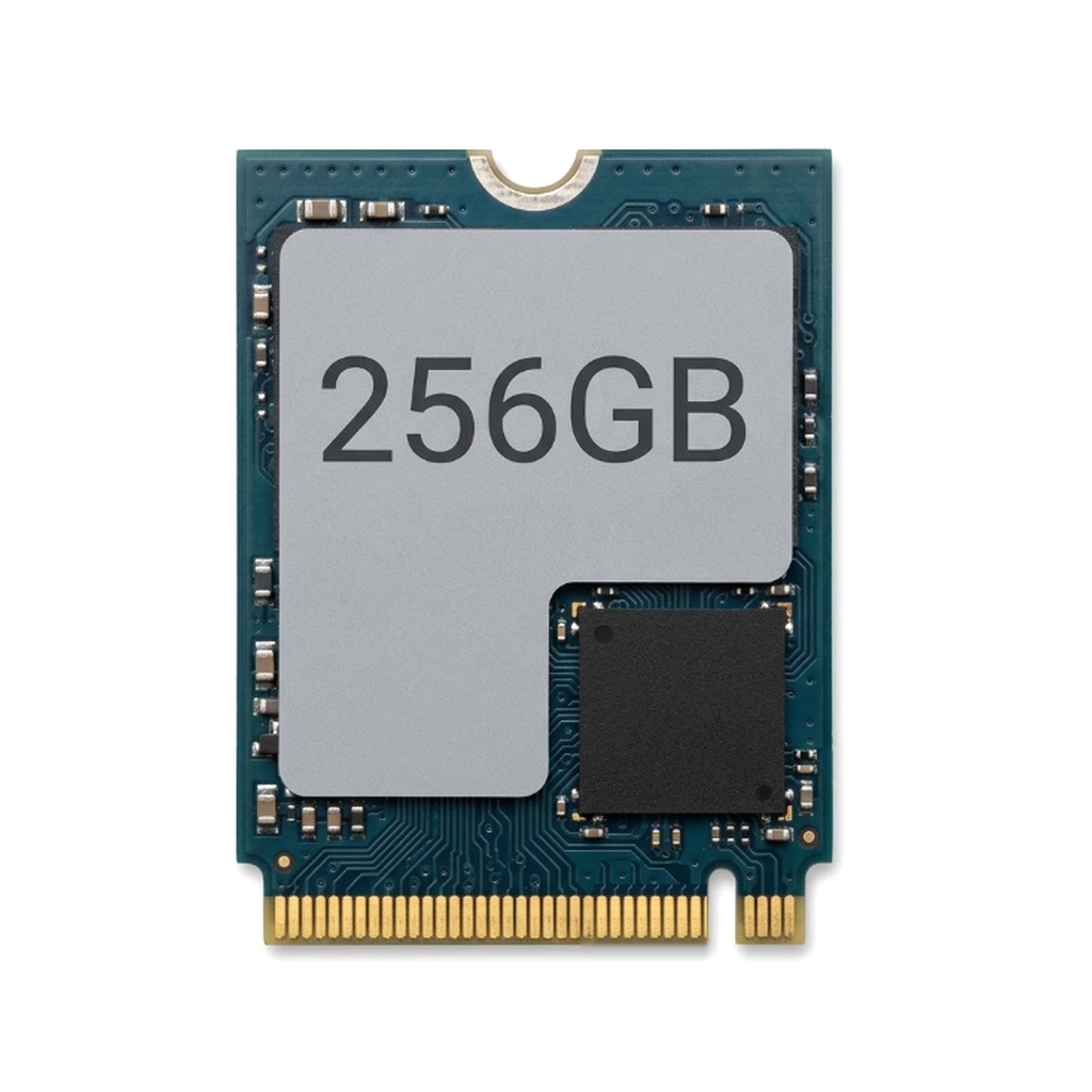 256GB M.2 2230 NVMe SSD, small form factor, gold contacts with single notch