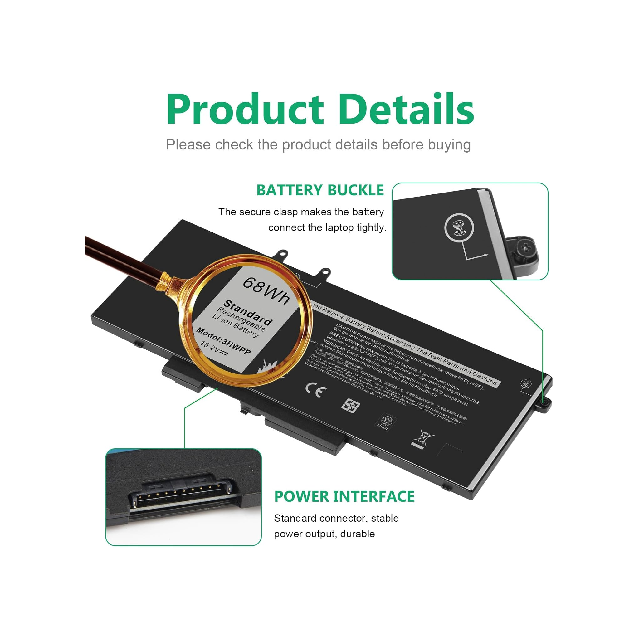 3HWPP Dell Inspiron 15 7500 2-in-1 Replacement Battery | Standard | 1-Year Warranty