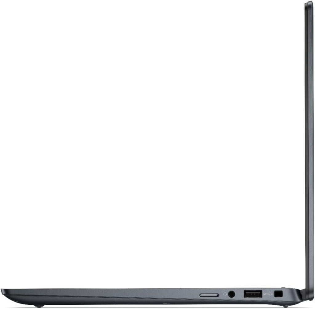 Dell Latitude 7450 Side view of a black laptop on a white background