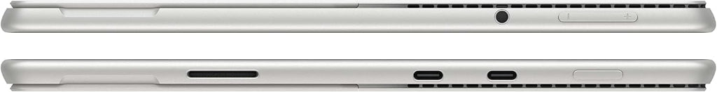 Close-up of asurface pro 8 side view with ports and buttons.