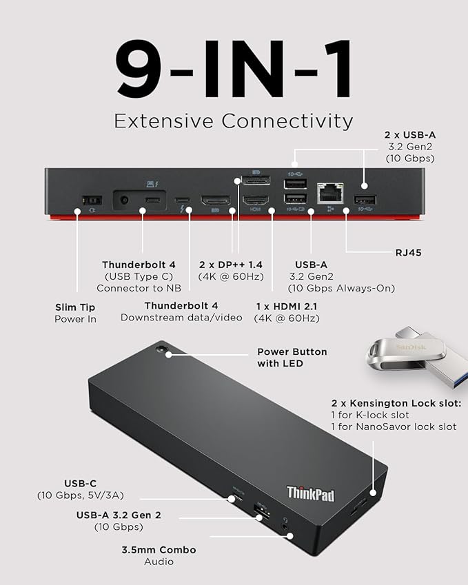 Lenovo ThinkPad Universal USB-C / Thunderbolt 4 Dock – Model 40B0