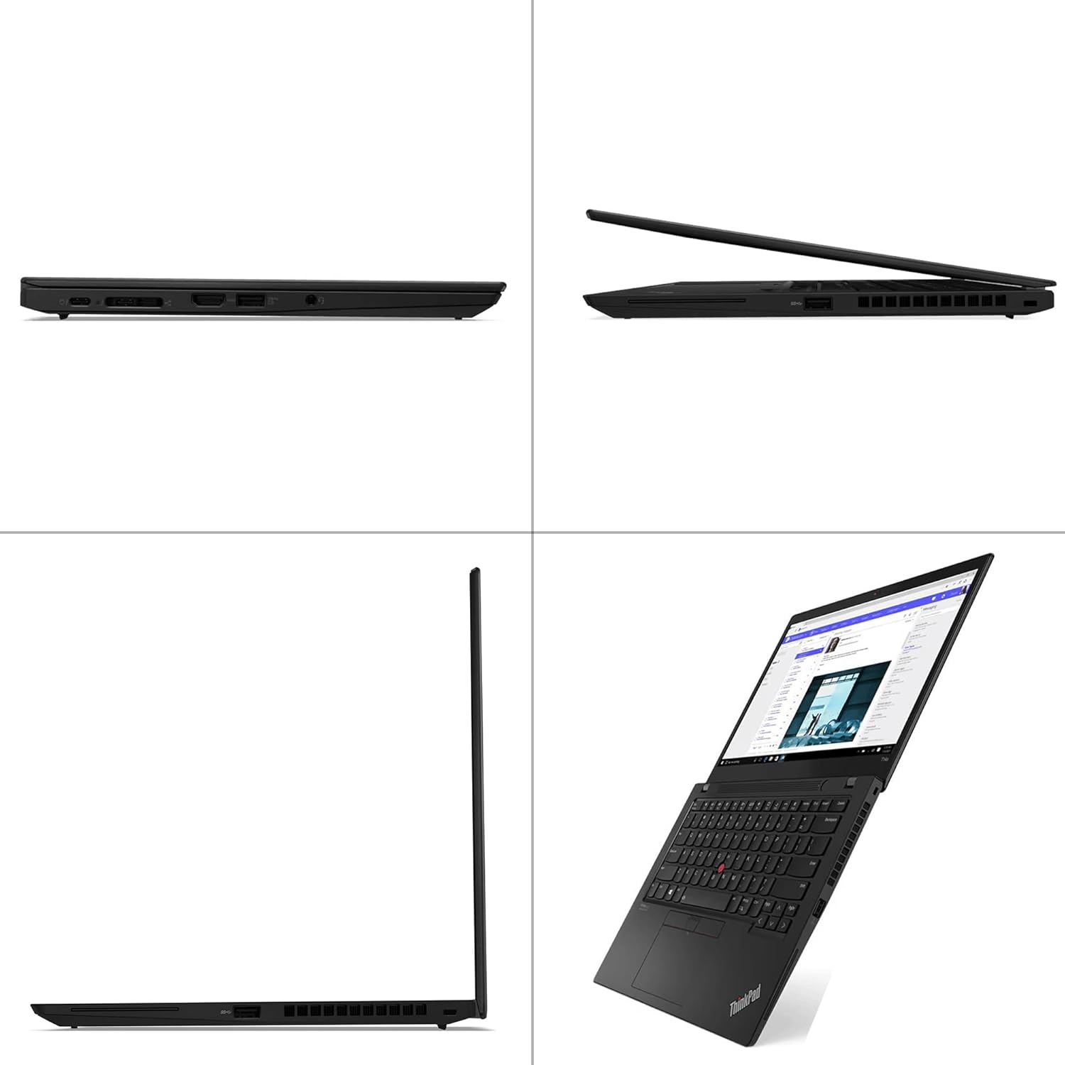 Black laptop shown from multiple angles on a white background Laptop with a dark-themed operating system interface on a white background t14s gen 2 saddle group vaughan