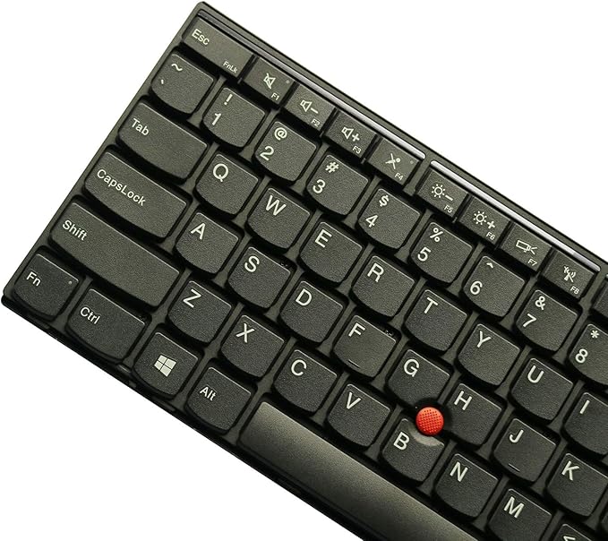Lenovo ThinkPad T440 T450 T460 replacement keyboard with red TrackPoint and backlit keys – US layout black – P/N 0C43944 half angle