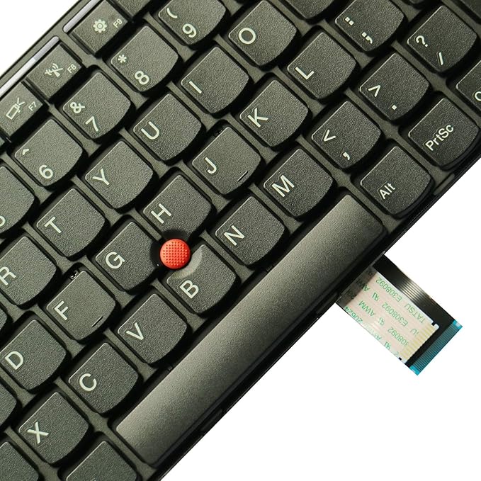 Lenovo ThinkPad T440 T450 T460 replacement keyboard with red TrackPoint and backlit keys – US layout black – P/N 0C43944 with connector half angle
