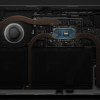 Close-up of a computer's internal components with an Intel processor visible.