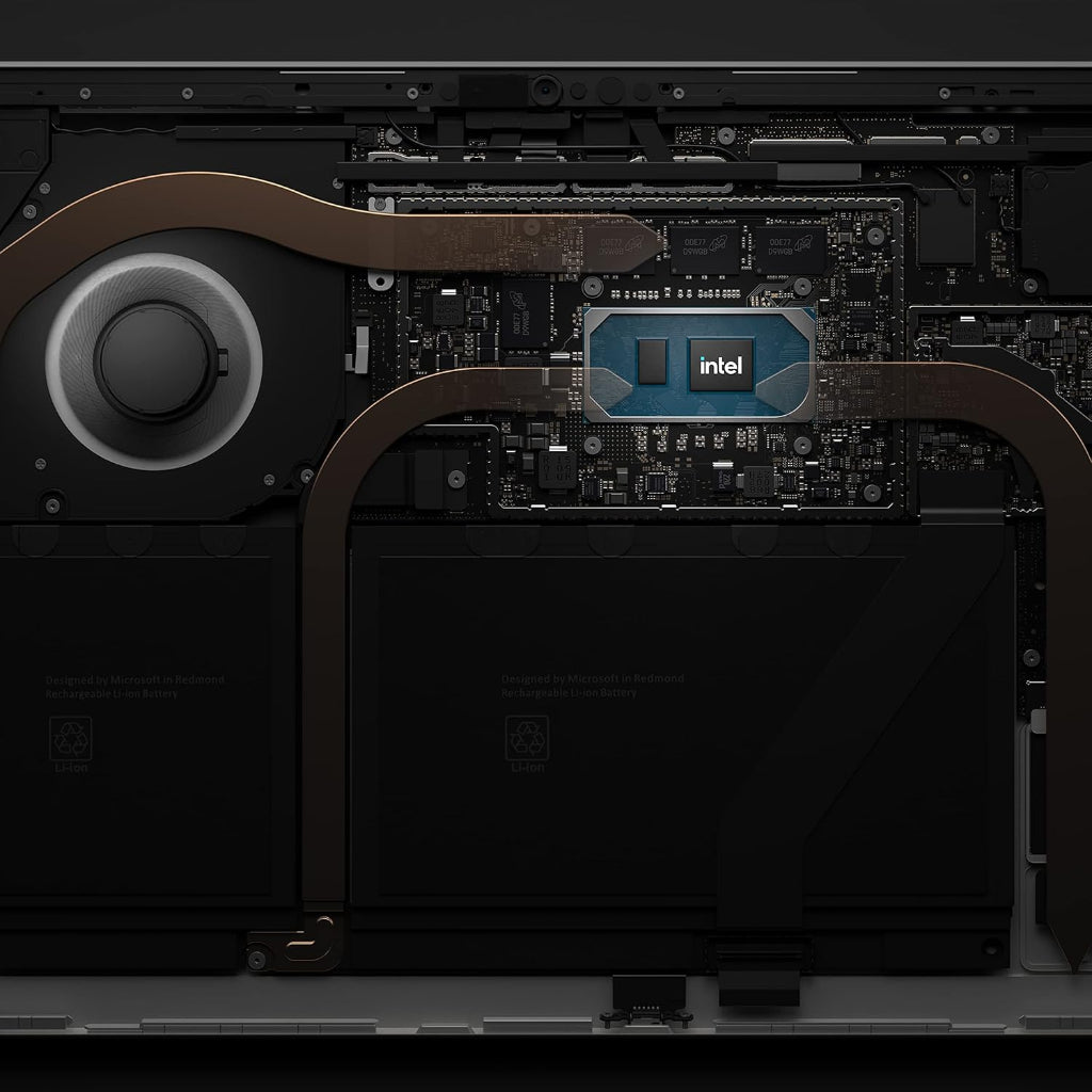 Close-up of a computer's internal components with an Intel processor visible.