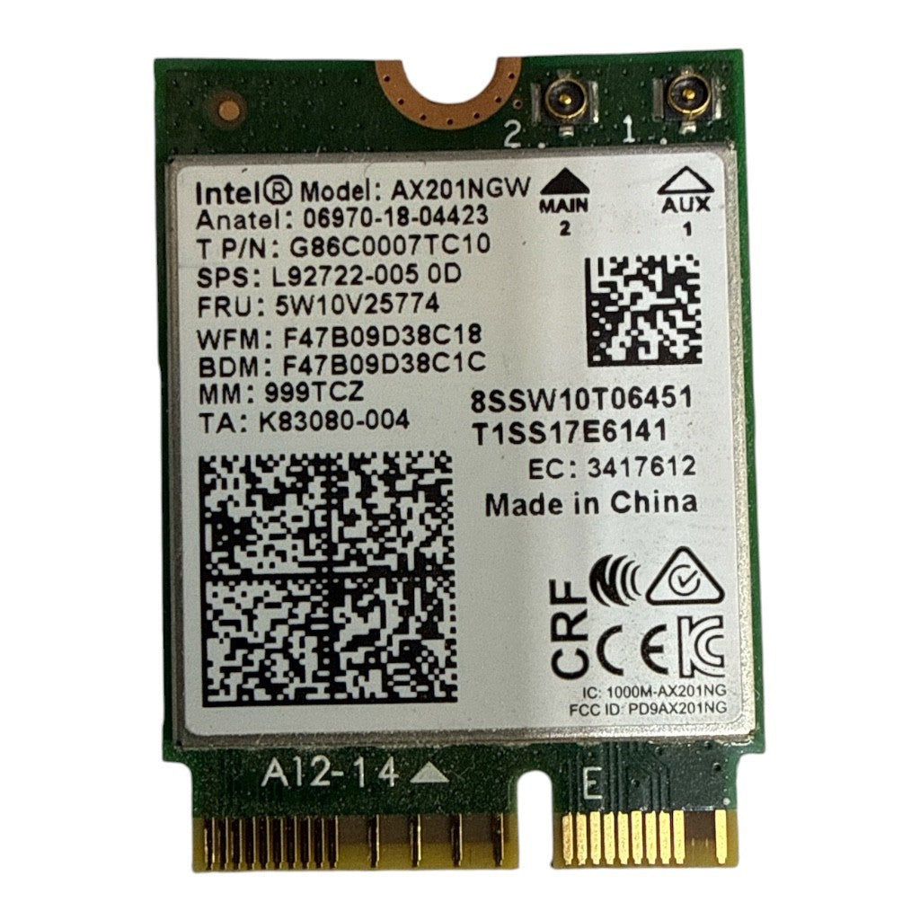 Intel AX201NGW Bluetooth 5.2 wireless adapter closeup view Lenovo replacement part Canada Vaughan Ontario