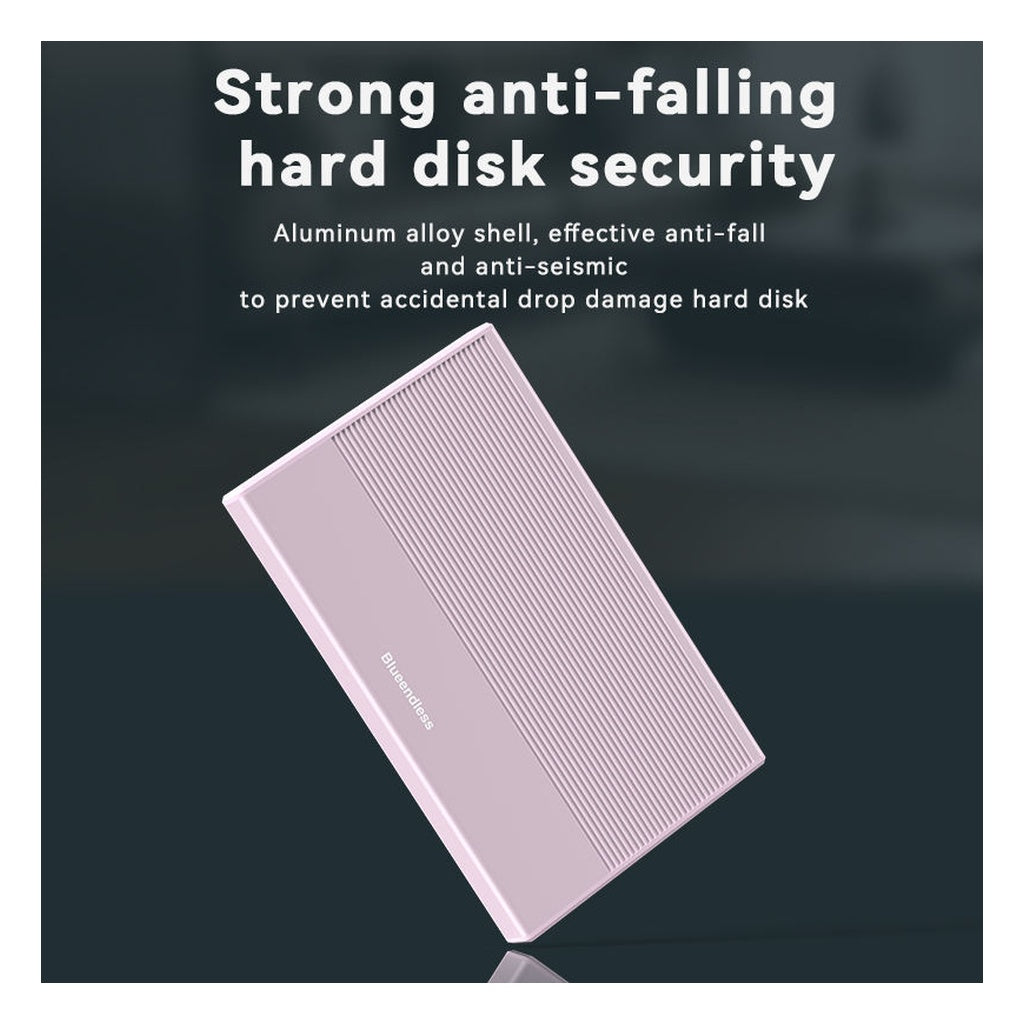 Blueendless 2.5 inch aluminum alloy hard drive enclosure top view with ribbed shell