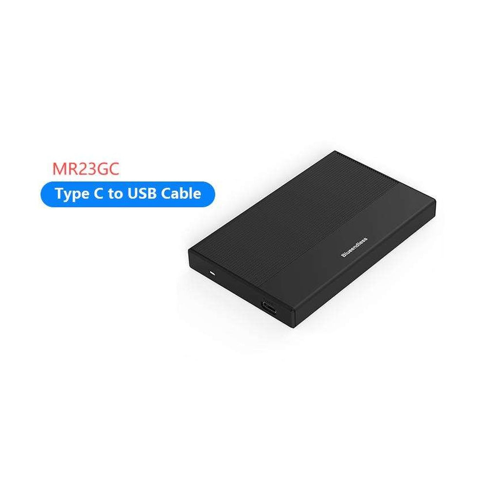 Blueendless MR23GC 2.5 inch SATA drive enclosure in black with Type-C to USB cable