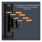 Blueendless M.2 enclosure interior showing 2230, 2242, 2260 and 2280 SSD size support