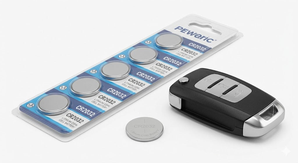 CR2032 3V Lithium Coin Cell Battery - Universal Fit (Car Fobs, CMOS, AirTags)