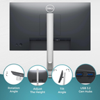 Dell P2222H monitor rear stand adjustment view - rotation height tilt USB hub Canada Vaughan Ontario