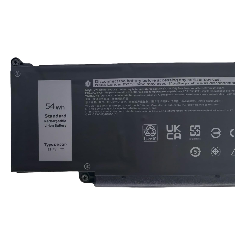 DR02P 54Wh 11.4V battery label close-up