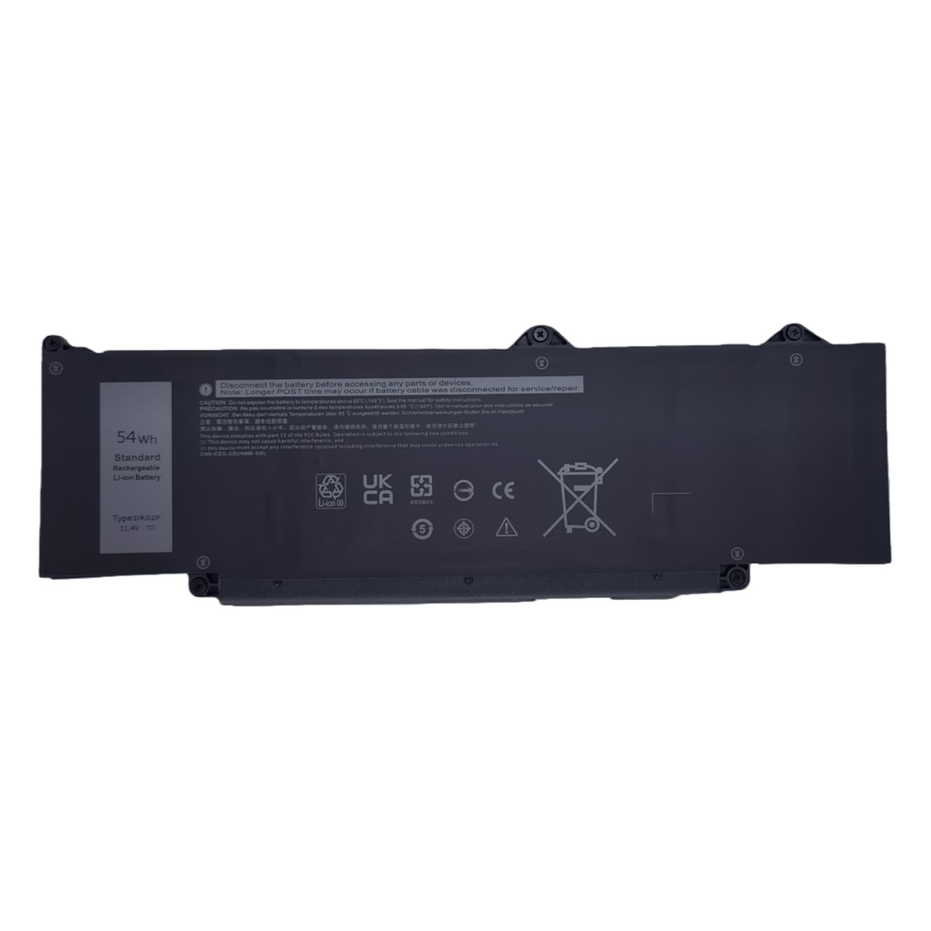 DR02P replacement battery for Dell Latitude 5440/5540 and Precision 3480/3580, 54Wh label view