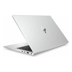 HP EliteBook 850 G8 aluminum laptop rear angle view with HP logo