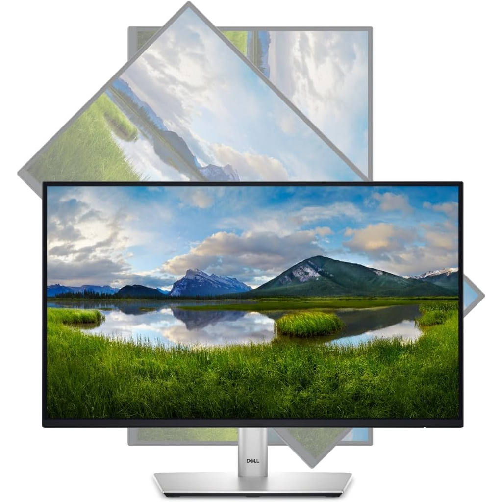 Dell P2422H monitor side profile showing slim design and adjustable stand - refurbished office monitor Canada