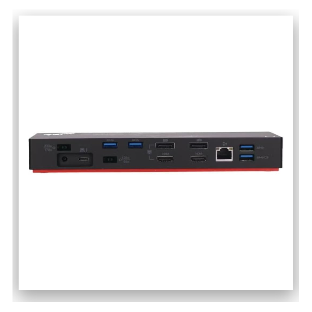 
Docking station rear connectivity - dual DisplayPort, HDMI, USB 3.1, Gigabit Ethernet