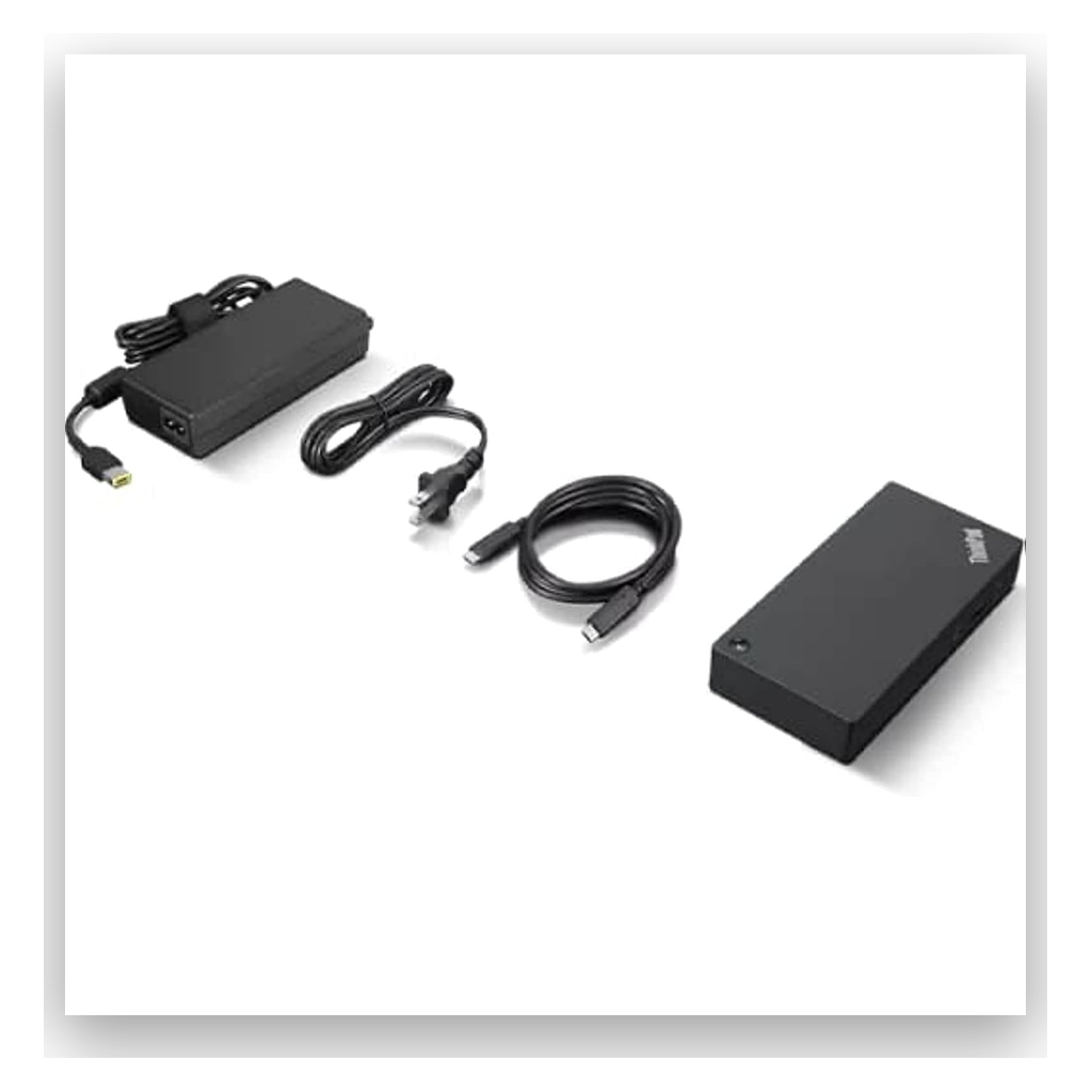 Complete Thunderbolt 3 docking station package with all cables and accessories included
