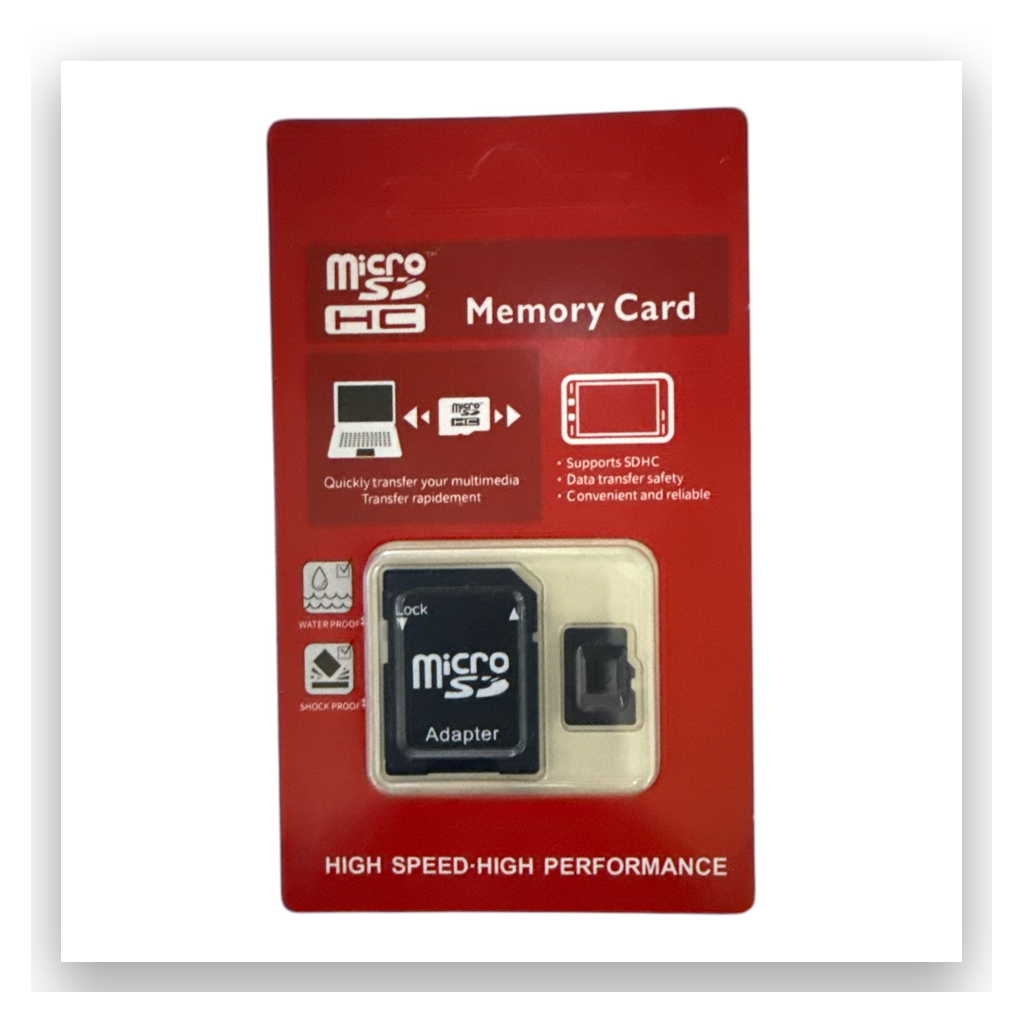 
Micro SD memory card with SD adapter in retail blister pack - high speed performance
