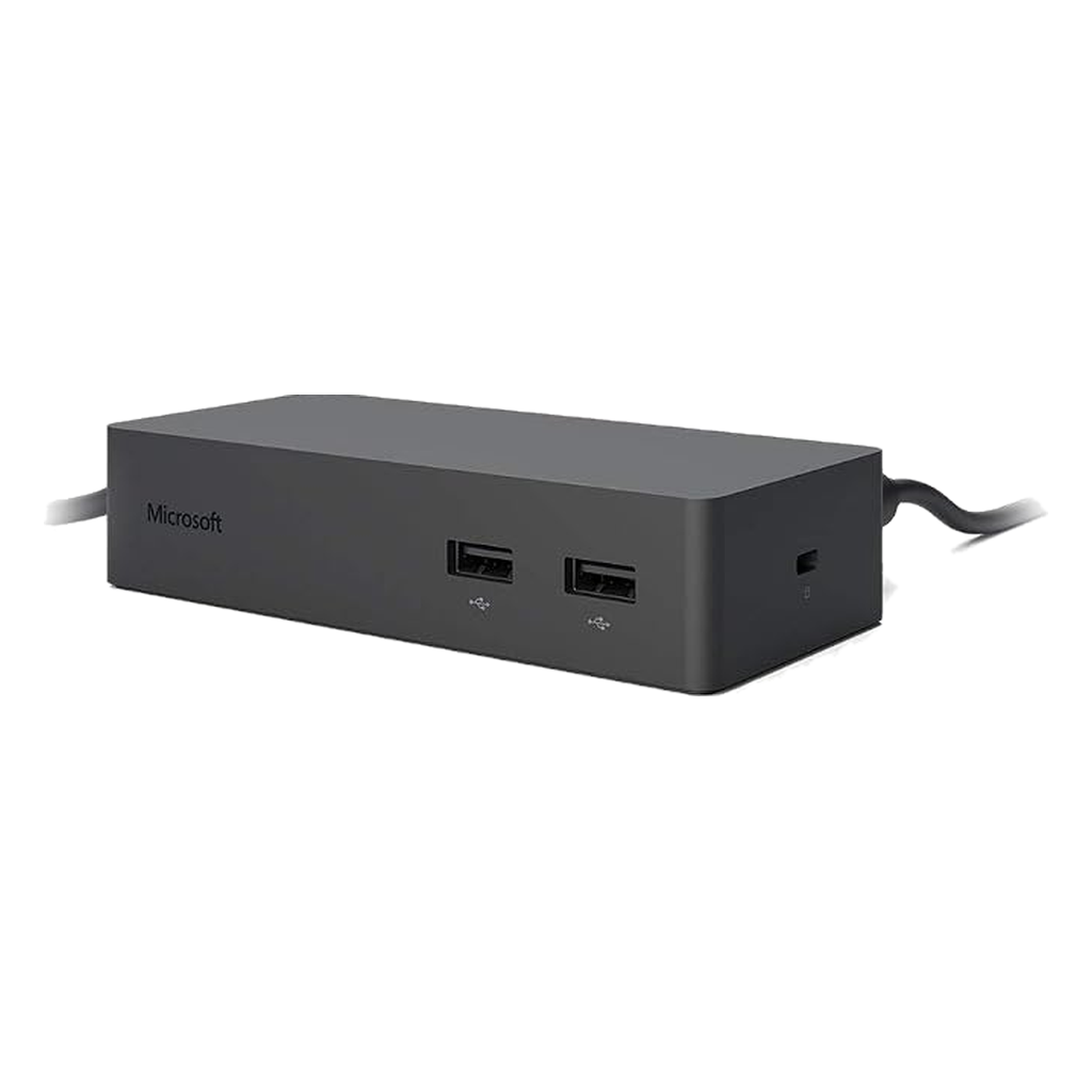 Microsoft Surface Dock Model 1661 angled view showing front USB ports and side lock slot