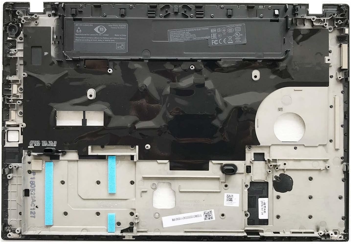 Lenovo ThinkPad T480 palmrest cover bottom view showing power button module - part 01YR505 excellent condition Vaughan Ontario