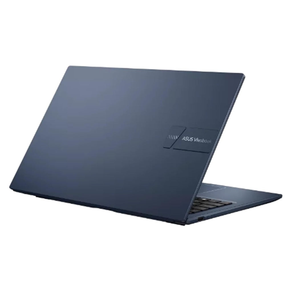 ASUS Vivobook 15 X1504ZA laptop angled rear view with lid and ASUS Vivobook logo