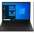 Lenovo ThinkPad X1 Carbon Gen 9 laptop open display showing Windows 11 start menu