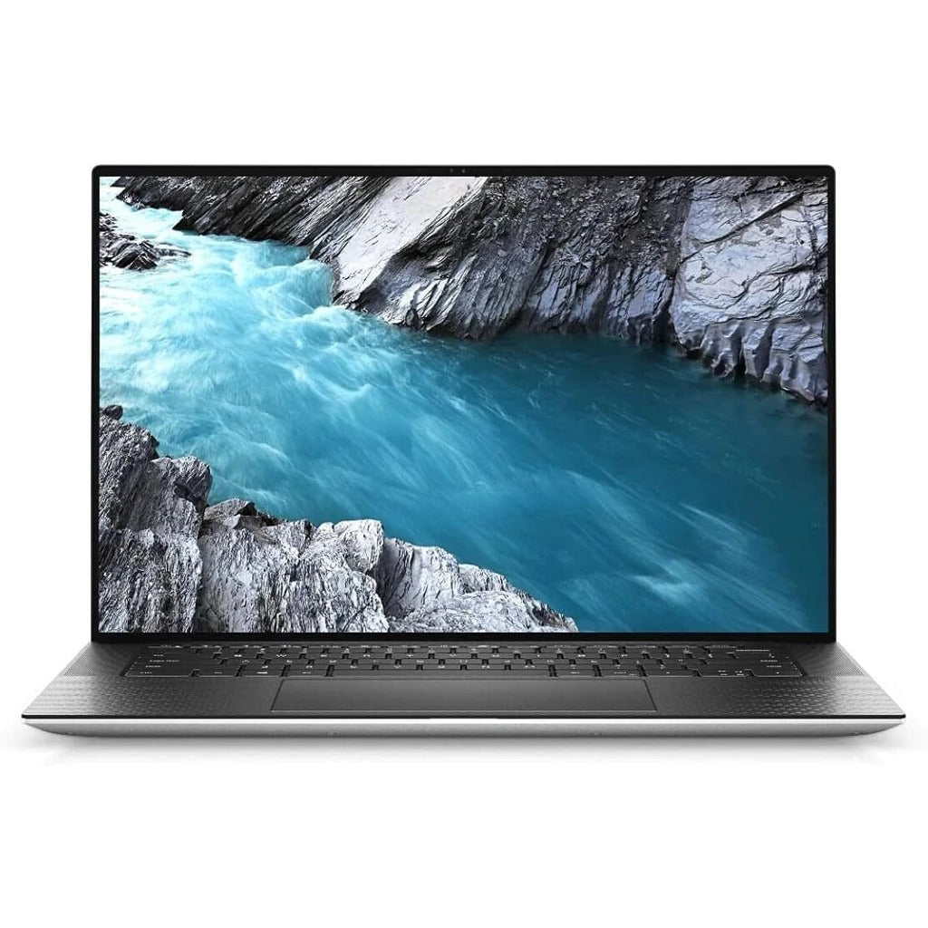 Dell XPS 15 9500 laptop front view with display on