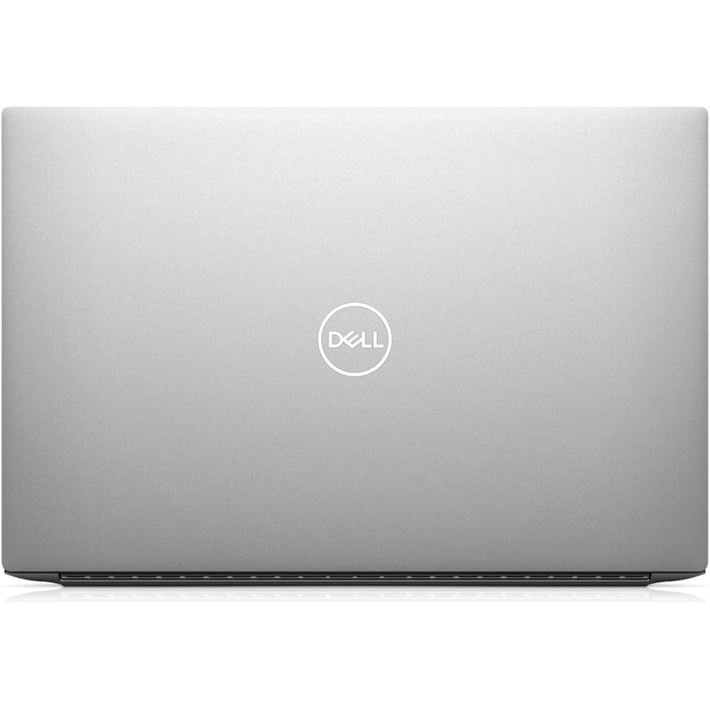 Dell XPS 15 9500 open at an angle with display showing wallpaper